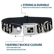 Dog Bone Seatbelt Buckle Collar - Cherries Scattered/Vertical Stripe White/Black/Grays