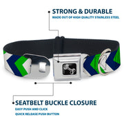Dog Bone Seatbelt Buckle Collar - Chevron White/Bright Green/Navy