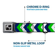 Dog Bone Seatbelt Buckle Collar - Chevron White/Bright Green/Navy