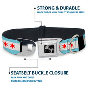 Dog Bone Seatbelt Buckle Collar - Chicago Flags/Black