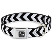 Dog Bone Seatbelt Buckle Collar - Chevron2 White/Black
