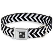 Dog Bone Seatbelt Buckle Collar - Chevron3 White/Black