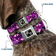 Dog Bone Seatbelt Buckle Collar - Crystals Purples