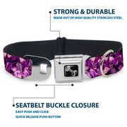 Dog Bone Seatbelt Buckle Collar - Crystals Purples