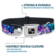 Dog Bone Seatbelt Buckle Collar - Crystals2 Blues/Purples
