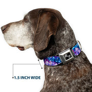 Dog Bone Seatbelt Buckle Collar - Crystals2 Blues/Purples