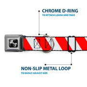 Dog Bone Seatbelt Buckle Collar - Candy Cane2 Stripe White/Red