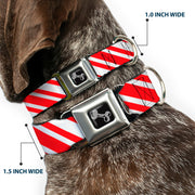 Dog Bone Seatbelt Buckle Collar - Candy Cane3 Stripe White/3-Red