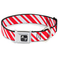 Load image into Gallery viewer, Dog Bone Seatbelt Buckle Collar - Candy Cane3 Stripe White/3-Red

