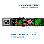 Dog Bone Seatbelt Buckle Collar - Christmas Collage Black/White/Green/Red