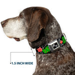 Dog Bone Seatbelt Buckle Collar - Christmas Collage Black/White/Green/Red