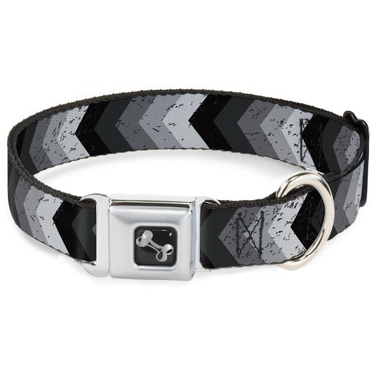 Dog Bone Seatbelt Buckle Collar - Chevron Weathered Black/Grays