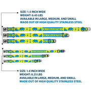 Dog Bone Seatbelt Buckle Collar - CALIFORNIA REPUBLIC/Bear/Stars Silhouette Yellow/Blue