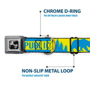 Dog Bone Seatbelt Buckle Collar - CALIFORNIA REPUBLIC/Bear/Stars Silhouette Yellow/Blue