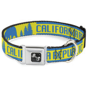 Dog Bone Seatbelt Buckle Collar - CALIFORNIA REPUBLIC/Bear/Stars Silhouette Yellow/Blue