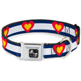 Load image into Gallery viewer, Dog Bone Seatbelt Buckle Collar - Colorado Heart Blue/White/Red/Yellow
