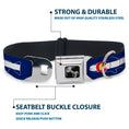 Load image into Gallery viewer, Dog Bone Seatbelt Buckle Collar - Colorado Trout Flag/Snowy Mountains Blues/White/Red/Yellow

