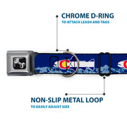 Dog Bone Seatbelt Buckle Collar - Colorado Trout Flag Blue/White/Red/Yellow