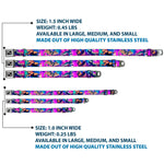 Dog Bone Seatbelt Buckle Collar - Cats in Space Pinks/Blues
