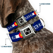 Dog Bone Seatbelt Buckle Collar - Colorado PARKER Flag Blue/White/Red/Yellow