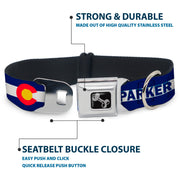 Dog Bone Seatbelt Buckle Collar - Colorado PARKER Flag Blue/White/Red/Yellow