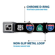 Dog Bone Seatbelt Buckle Collar - California Highway Signs Black