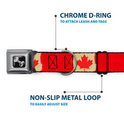 Dog Bone Seatbelt Buckle Collar - Canada Flag Painted