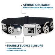 Dog Bone Seatbelt Buckle Collar - Sugar Skulls Black/White/Black