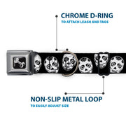 Dog Bone Seatbelt Buckle Collar - Sugar Skulls Black/White/Black
