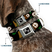 Dog Bone Seatbelt Buckle Collar - Sloth Face/Hanging Black