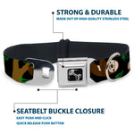 Dog Bone Seatbelt Buckle Collar - Sloth Face/Hanging Black
