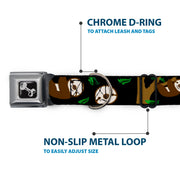 Dog Bone Seatbelt Buckle Collar - Sloth Face/Hanging Black