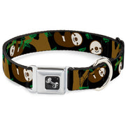 Dog Bone Seatbelt Buckle Collar - Sloth Face/Hanging Black