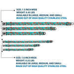 Dog Bone Seatbelt Buckle Collar - Sheriff's Gear/Vertical Stripe Turquoise/Browns