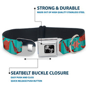 Dog Bone Seatbelt Buckle Collar - Sheriff's Gear/Vertical Stripe Turquoise/Browns