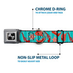 Dog Bone Seatbelt Buckle Collar - Sheriff's Gear/Vertical Stripe Turquoise/Browns