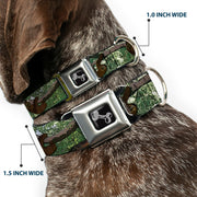 Dog Bone Black/Silver Seatbelt Buckle Collar - Sloth Tree Hanging Posterized