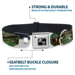 Dog Bone Black/Silver Seatbelt Buckle Collar - Sloth Tree Hanging Posterized