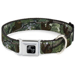 Dog Bone Black/Silver Seatbelt Buckle Collar - Sloth Tree Hanging Posterized