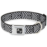 Dog Bone Seatbelt Buckle Collar - Square Target White/Black