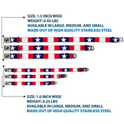 Dog Bone Seatbelt Buckle Collar - Stars & Stripes Ribbon Red/Blue/White