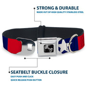 Dog Bone Seatbelt Buckle Collar - Stars & Stripes Ribbon Red/Blue/White