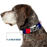 Dog Bone Seatbelt Buckle Collar - Stars & Stripes Ribbon Red/Blue/White