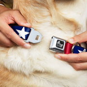 Dog Bone Seatbelt Buckle Collar - Stars & Stripes Ribbon Red/Blue/White