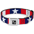 Load image into Gallery viewer, Dog Bone Seatbelt Buckle Collar - Stars & Stripes Ribbon Red/Blue/White
