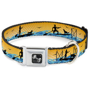 Dog Bone Seatbelt Buckle Collar - SUP w/Dog Yellows/Blues/Black