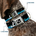 Load image into Gallery viewer, Dog Bone Seatbelt Buckle Collar - SUP w/Dog Black/Blues/White
