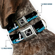 Dog Bone Seatbelt Buckle Collar - SUP w/Dog Black/Blues/White