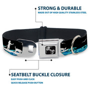 Dog Bone Seatbelt Buckle Collar - SUP w/Dog Black/Blues/White