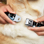 Dog Bone Seatbelt Buckle Collar - SUP w/Dog Black/Blues/White